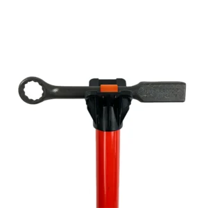 Bastón Hold-It de Hand Safety Tools sosteniendo herramienta de golpe fuera de la zona de impacto